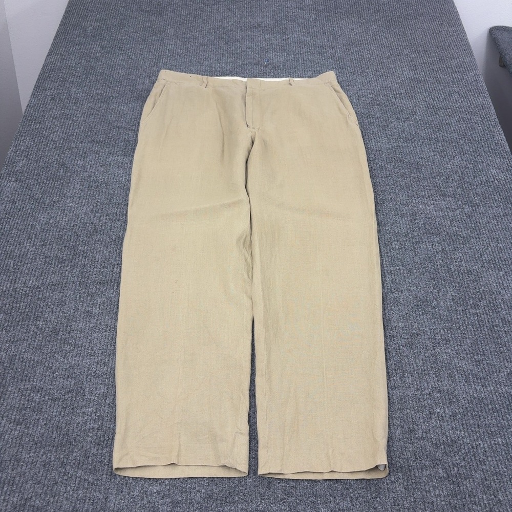 Polo Ralph Lauren Pants Mens 38/30 Tan Linen Straight Leg Classic Luxury Style